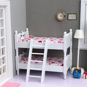 Maison de <span class=keywords><strong>poupée</strong></span> <span class=keywords><strong>en</strong></span> <span class=keywords><strong>bois</strong></span> 1:12, mini-meubles, chambre d'enfant, micro-scène, lit superposé miniature <span class=keywords><strong>en</strong></span> forme de fraise - Product Image 2