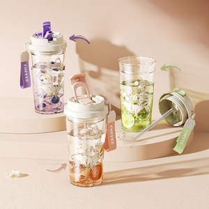 Nouvelle Tasse à Eau Écologique Lily Valley 580ml avec Paille, Mug Portable Anti-Casse pour l'Extérieur - Product Image 5