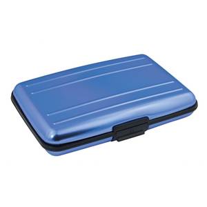 Tarjetero y Porta Identificaciones de Aluminio Azul, Metálico Ligero con Protección RFID, Tipo de Cierre con Clip, Cartera de Cuero con Diseño Impreso - Product Image 1