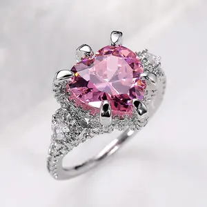 Anillo de plata de primera ley y circón con forma de corazón para mujer, sortija, plata esterlina, Circonia cúbica, zirconia, circonita, zirconita, circón, estilo romántico