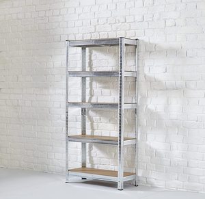 رف تخزين معدني قابل للتعديل من 5 طبقات، رف عرض بدون براغي من الحديد المجلفن الثقيل للمستودعات - Product Image 1