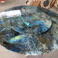 Plateau de table à manger en granit bleu labradorite naturel moderne de luxe, grande dalle pour cuisine et villa