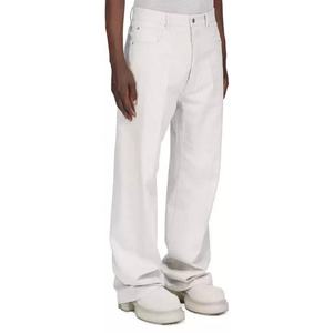 Pantalon en jean blanc sur mesure pour homme, coupe slim, décontracté, en coton, délavé, coupe droite, jeans pour homme - Product Image 2