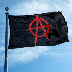 Bandiera Anarchista a Cerchio, Nera con Graffiti Rossi, Stile Punk e Gotico, Simbolo dell'Anarchia, OEM - Product Image 1