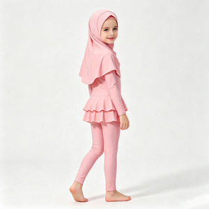 Kids Muslim Burkini Swimsuit 3PCS Full Coverage <b>Modest</b> Swimwear <b>Set</b> With Hijab Quick Dry Girls Beachwear - Product Image 5