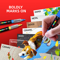 POMAC – Lot de 48 marqueurs acryliques liquides directs, en boîte, pour peinture multi-surfaces, acrylique, aquarelle, stylos de peinture, fournitures d'art pour artisanat sur roche