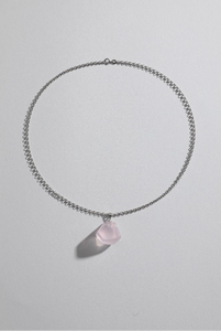Collier avec pendentif en quartz rose plaqué or pour femmes, certifié CE ASTM REACH - Product Image 3
