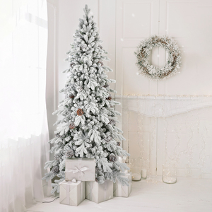 Arbre de Noël à flocage automatique hybride KH 9ft PE/PVC cône de pin de haute qualité pré-éclairé pour les décorations de vacances - Product Image 2