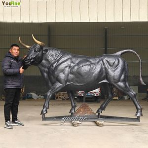 Sculpture de <span class=keywords><strong>taureau</strong></span> en bronze, statue d'animal en métal grandeur nature, décoration de parc extérieur YOUFINE - Product Image 4