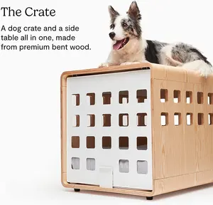 Fatable Premium cassa per cani in legno porta in acrilico bianco che strizza il Design senza cuciture doppio come cuccia per cani in legno