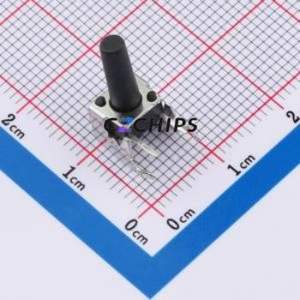 TS66135ZJ 022 Tactile Switch Bent Lead Through Hole-4P,7.3x6.1mm Single Pole Single Throw Round Button 2.5N Right Angle Insert - Product Image 1