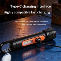 Lampe torche LED multifonctionnelle à laser blanc, rechargeable par Type-C, zoom télescopique, camping, extérieur, longue durée de vie de la batterie, portable