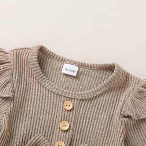 Abito in maglia girocollo a manica lunga in tinta unita per bambine e bambine Casual autunno inverno - Product Image 3