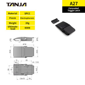 [TANJA] Fecho Oculto A27 / Fecho de Puxar Embutido com Pintura Eletroforética Preta - Product Image 4