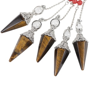 Péndulo colgante de cristal de Chakra Popular, Péndulo de amatista con cuentas coloridas, Péndulo de cono Hexagonal de piedras naturales - Product Image 6