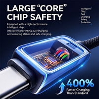 Kabel Pengisian Daya USB C Smart Auto Cut-off PD Fast Charge, Kabel Data Type-C ke Type-C Berbahan Zinc Alloy Kepang untuk Ponsel dan Notebook