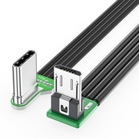 Câble plat en silicone souple Type-C Micro-USB avec conducteur en cuivre, double tête coudée, transmission 2.0 pour le transfert de données