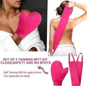 Nhãn Hiệu Riêng Sinh Thái Thân Thiện Với Màu Hồng Ngón Tay Tự Tan Găng Tay Tanner Applicator Velour Ngón Tay Cái Tan Hai Mặt Giả Tự Thuộc Da <span class=keywords><strong>Mitt</strong></span> - Product Image 2