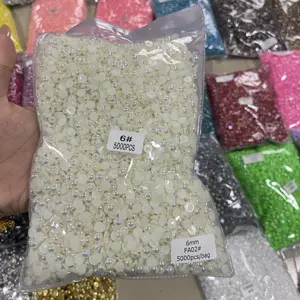 XULIN Pabrik 1.5Mm-20Mm 113 Warna Pipih Longgar Putih Plastik ABS Setengah Putaran Mutiara untuk Dekorasi DIY