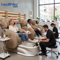Solution tout-en-un directement de l'usine : table de manucure, comptoir de réception, ensemble de chaises de pédicure, mobilier de salon personnalisé