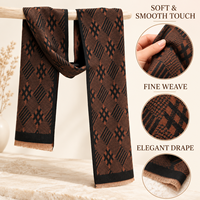 Écharpe tricotée haut de gamme en laine et viscose respirante pour homme, châle à carreaux polyvalent, cadeau pour petit ami