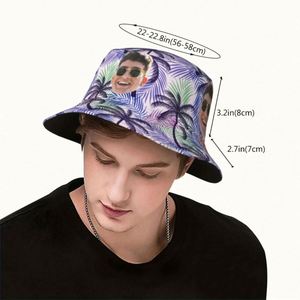 Chapeau Bob Hawaïen Personnalisable avec Motif Palmier Tropical Réversible pour Hommes et Femmes – Protection Solaire Estivale Quotidienne – Design Cartoon - Product Image 2