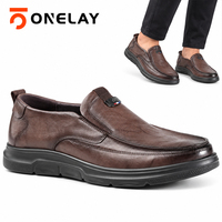 Chaussures mocassins pour hommes en cuir véritable texturé marron, confortables, avec logo personnalisé, vente en gros OEM