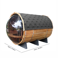 Sauna extérieur HELIUS de haute qualité en cèdre rouge avec fenêtre panoramique incurvée en acrylique