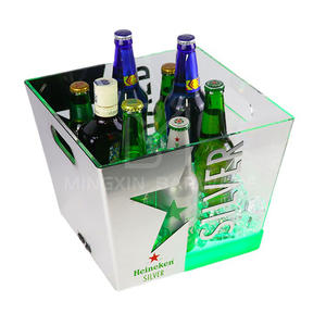 Mingxin Barware Heinek LED cuadrado plástico transparente seis botellas cubo de hielo presentador - Product Image 1