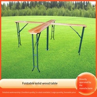 Ensemble table et banc en bois de sapin massif, structure pliable en métal de style jardin traditionnel, pour l'extérieur, le patio, le camping, les pique-niques