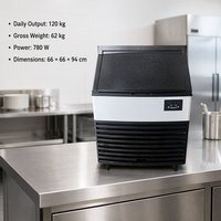 Machine à glaçons entièrement automatique de qualité commerciale 120 kg/24 h, acier inoxydable de qualité alimentaire, CE, pour hôtel, restaurant, bar, magasin de boissons