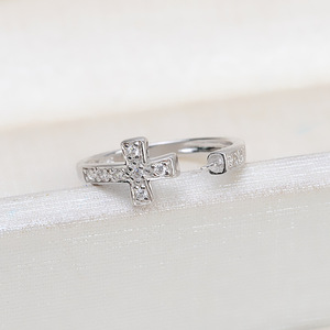 Bague ajustable en argent S925 pour femme, design ouvert tendance avec plaqué or, support pour accessoires de bijoux en perles DIY, 100 pièces - Product Image 3