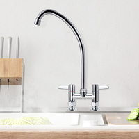 Robinet de cuisine commercial avec double poignée Design moderne laiton montage sur pont purificateur évier robinet 6-14 pouces tuyau sens pour hôtels