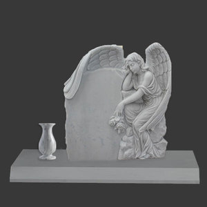 Monumento e lapide di alta qualità pietra tombale del monumento di angelo dell'amore in granito nero di nuova concezione - Product Image 3