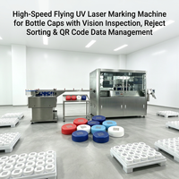 Système intégré de codage laser des bouchons de bouteilles avec inspection visuelle, marquage laser UV, tri automatique, rejet des articles défectueux, téléchargement de données QR