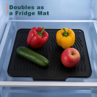 Tapis de séchage de vaisselle en silicone 40x30cm, tapis d'égouttage pour évier de cuisine avec nervures surélevées et trou de suspension