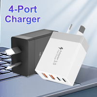 Adaptateur secteur multi-ports USB Type-C, prise EU/US/AU/UK, chargeur rapide PD 20W QC3.0, adaptateur 4 en 1, chargeur mural rapide de voyage