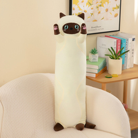 Oreiller long en forme de chat en gros - Jouet en peluche personnalisé pour chaton, coussin moelleux cadeau pour petite amie
