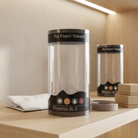 Boîte d'emballage cylindrique en PVC transparent avec couvercle, logo personnalisé pour bougies et pot-pourris