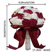 Bouquets de Mariée en Soie Artificielle de Luxe avec Ruban de Satin et Cristaux pour Mariées et Demoiselles d'Honneur – Fleurs à Tenir à la Main pour Mariage