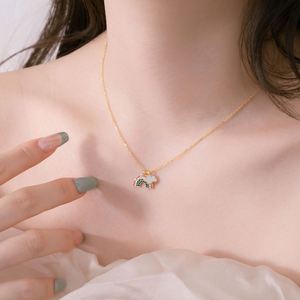 เครื่องประดับแฟชั่นดี925เงินสเตอร์ลิงโรเดียม18K ชุบทอง18K สายโซ่5A เซอร์โคเนียเปลือกหอยสีรุ้งสร้อยคอจี้ - Product Image 2