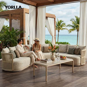 Set di Divani Sezionali da Esterno in Corda Intrecciata di Lusso Moderno a Forma di L per Villa, Hotel e <span class=keywords><strong>Patio</strong></span> - Product Image 4