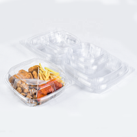 Boîte à hamburger transparente en PET/rPET de 8 pouces, emballage pour hamburger, boîte en plastique avec couvercle à charnière