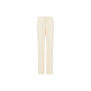 Pantalones rectos de viscosa marfil de diseñador superventas Pantalones de mujer de tiro medio espera con Coulise - Product Image 1
