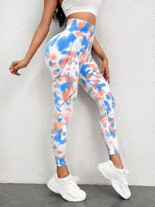 Venta caliente de las mujeres personalizadas Crunch Booty Tie-Dye Yoga Pants Push-Ups Activewear Fitness Tights para ejercicio Leggings