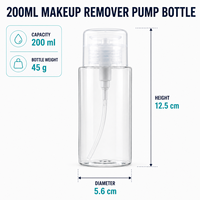 Flacon pompe cosmétique transparent en PET de 120 ml, 150 ml, 200 ml avec bouchon à clapet pour toner, eau micellaire, emballage de produits nettoyants