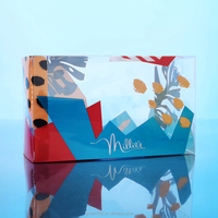 Boîte de rangement en plastique PVC/PET recyclable, petite, rectangulaire, avec couvercle à charnières, personnalisable, organisation cosmétique, collection de rouges à lèvres