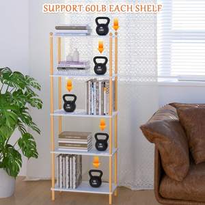 Étagère ouverte moderne, étagère de rangement autoportante, présentoir multifonctionnel, bibliothèque en bambou à 5 niveaux - Product Image 2