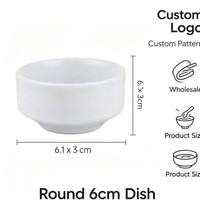 Mangkuk Saus Keramik Porselen Putih Sekali Pakai Ramah Lingkungan Bulat 6cm untuk Saus Kecap Bumbu Penggunaan Rumah & Restoran