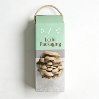 Boîte d'emballage personnalisée en gros pour kit de champignons frais avec poignée, boîte en carton ondulé E-flute économique avec fenêtre
